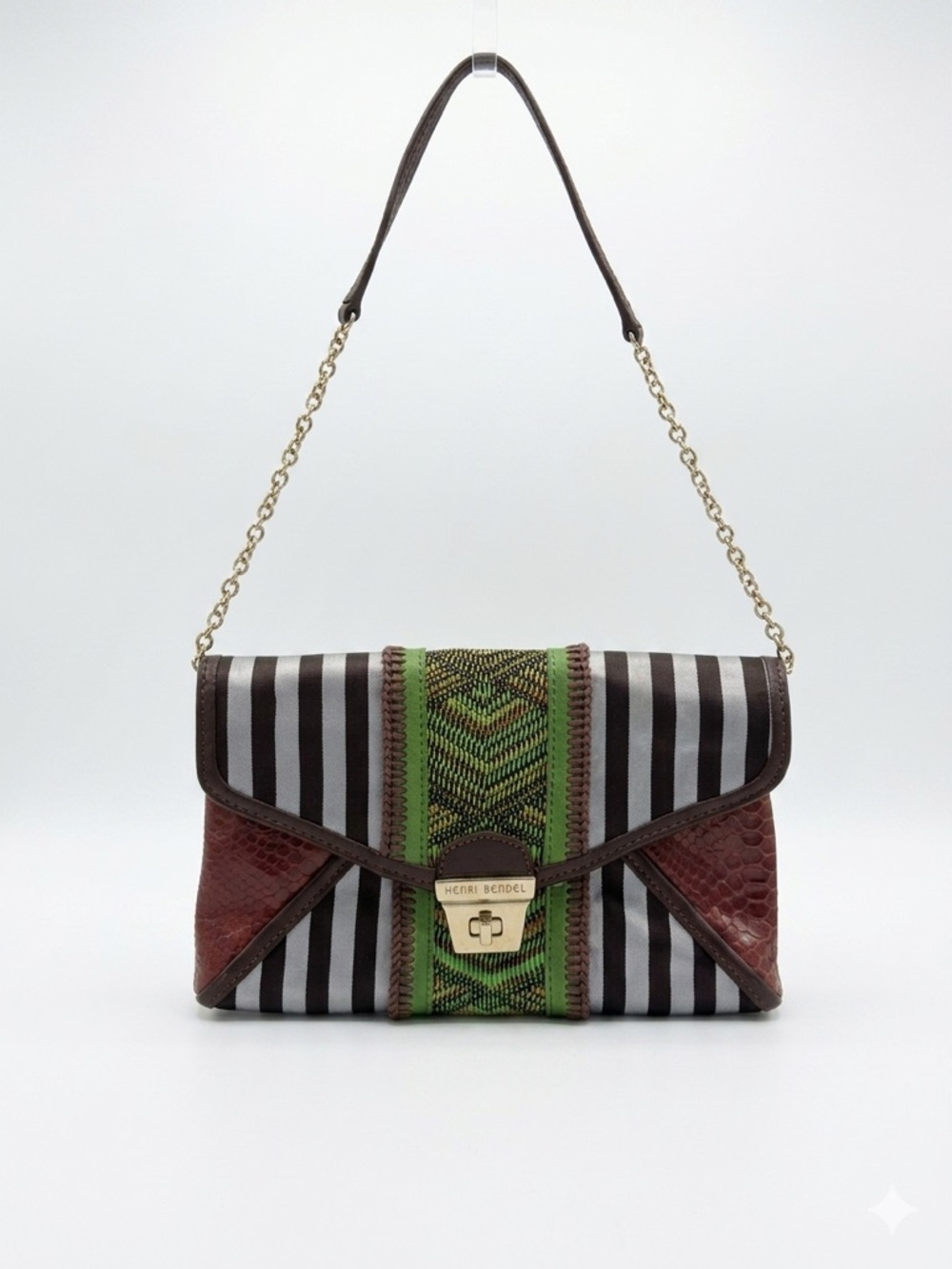 Henri Bendel Mixed Media Centennial Striped & Woven Shoulder Bag / Clutch 💎RARE💎